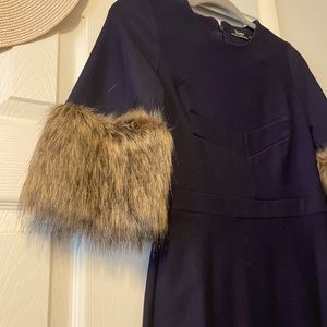 Unique Vintage fur sleeve pencil dress